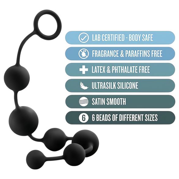 Anal Adventures - plug anal texturizado com pérolas - silicone preto