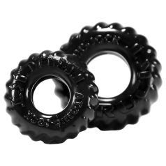   OXBALLS - anel peniano texturizado - conjunto - silicone preto