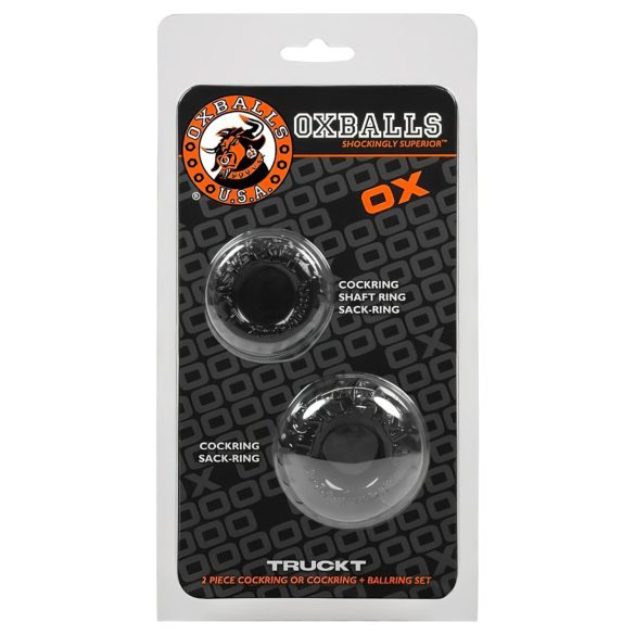 OXBALLS - anel peniano texturizado - conjunto - silicone preto