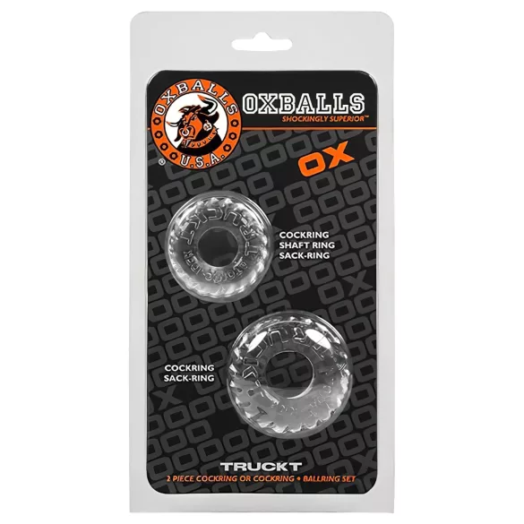 OXBALLS - anel peniano texturizado - kit com 2 - silicone transparente