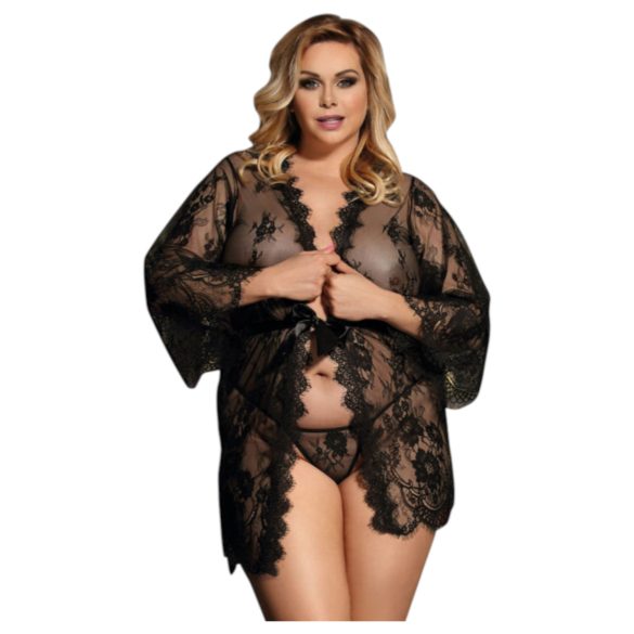 Subblime Queen Plus - robe de renda conjunto - preto (XL-2XL)