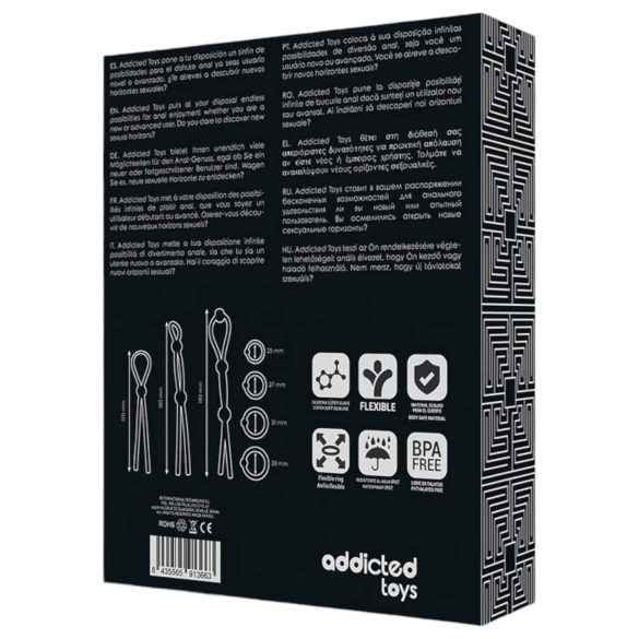 Addicted Toys - anel peniano silicone - kit com 7 peças - preto