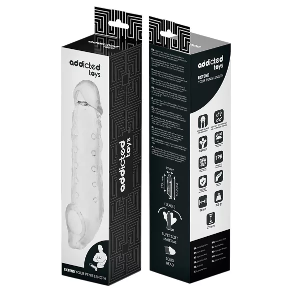 Addicted Toys - capa peniana com anel peniano - 23cm - transparente