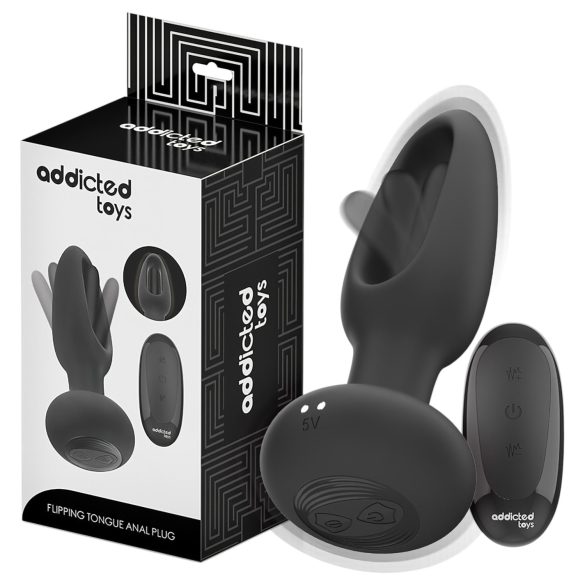 Addicted Toys - vibrador anal com língua vibratória - silicone preto