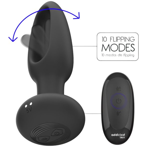 Addicted Toys - vibrador anal com língua vibratória - silicone preto