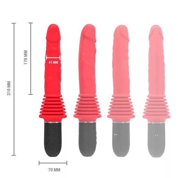 Intense Cynthia - vibrador com ventosa e função de impulso - silicone vermelho
