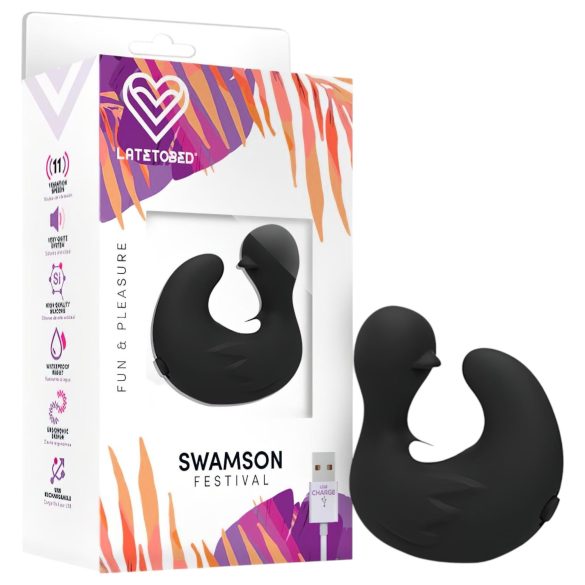 Latetobed - vibrador de dedo formato pato - silicone preto