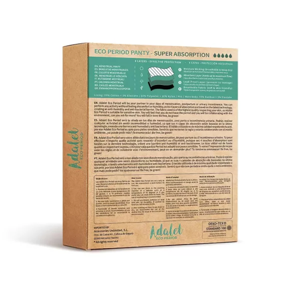 Adalet Natura Super - calcinha menstrual - algodão preto - M