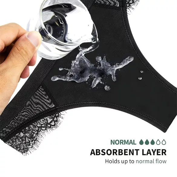 Adalet Flora Normal - calcinha menstrual absorvente - preta - L