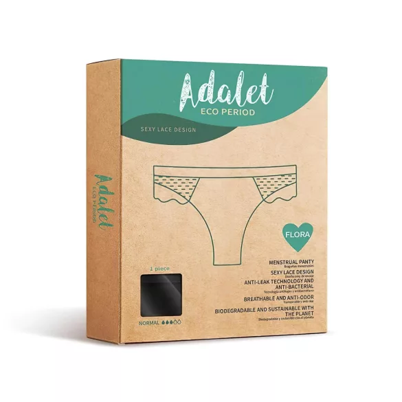 Adalet Flora Normal - calcinha menstrual absorvente - preta - L