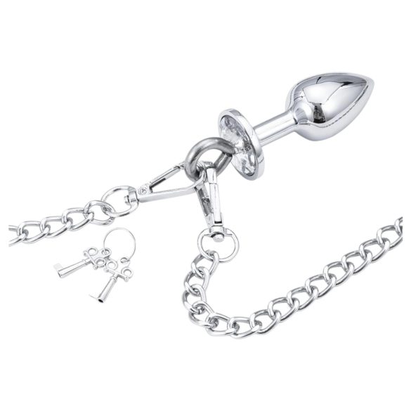 LateToBed - kit BDSM algema com plug anal - metal prata