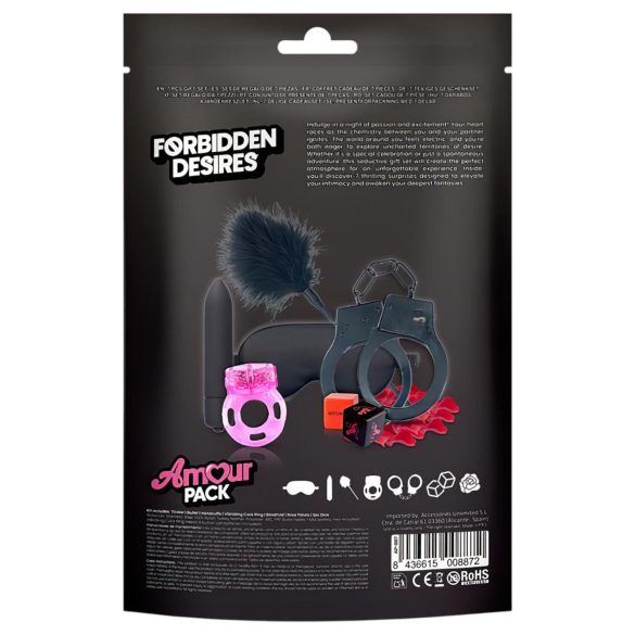 Amour Pack Forbidden Desires - kit iniciante com vibrador - 7 peças