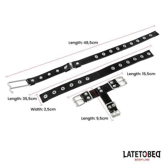 Latetobed - coleira com gancho nasal - couro preto