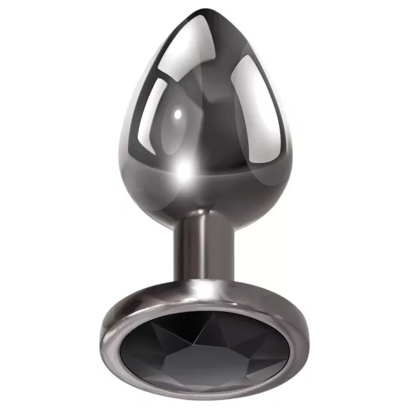 Evolved Black Gem - conjunto de plugs anais de metal com pedra preta (prateado)