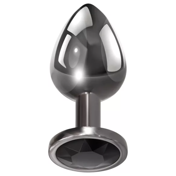 Evolved Black Gem - conjunto de plugs anais de metal com pedra preta (prateado)