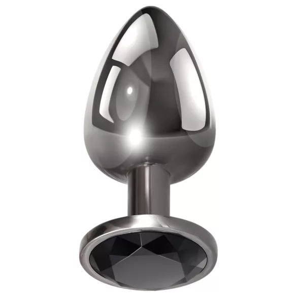 Evolved Black Gem - conjunto de plugs anais de metal com pedra preta (prateado)