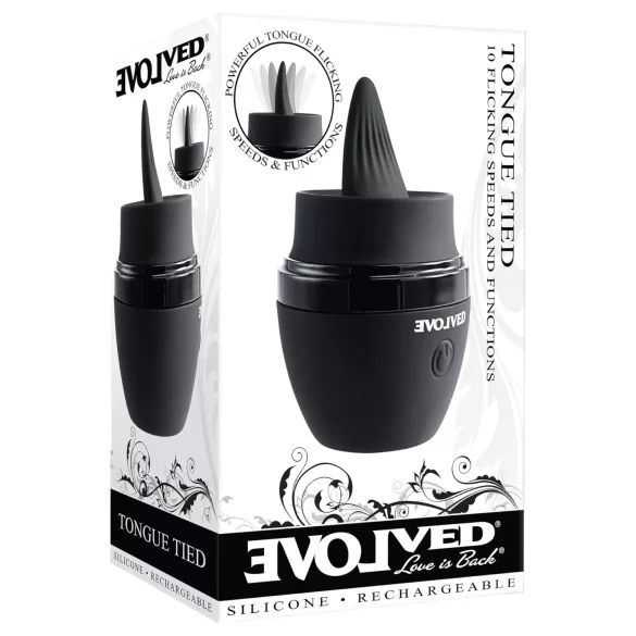Evolved Tongue Tied - vibrador com língua, recarregável (preto)