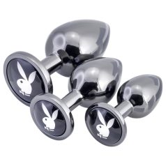 Playboy - plug anal set - 3 peças - cor prata