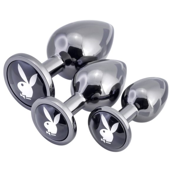 Playboy - plug anal set - 3 peças - cor prata
