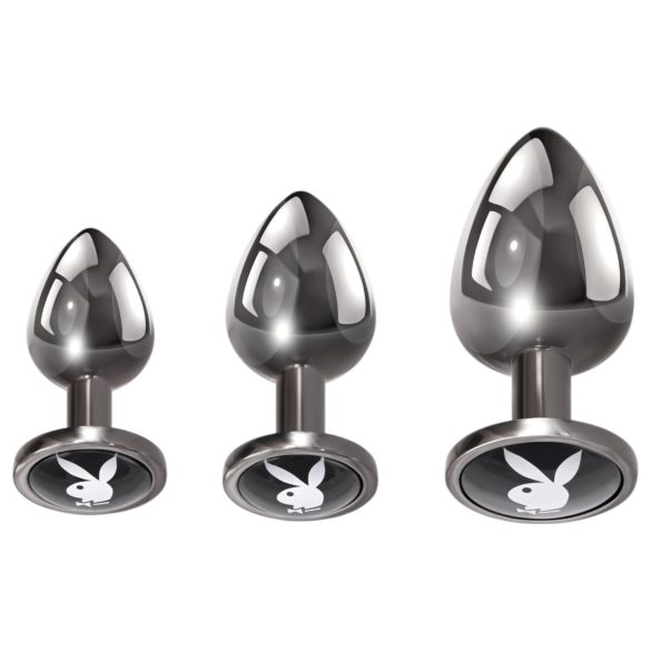 Playboy - plug anal set - 3 peças - cor prata