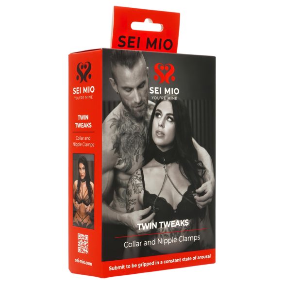 Sei Mio - coleira com clipes para mamilos - preto