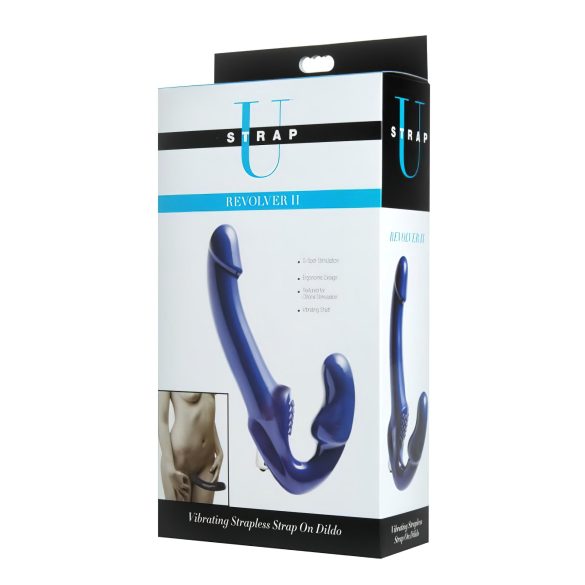 Strap U Revolver II - vibrador com cinta dupla penetração - silicone azul