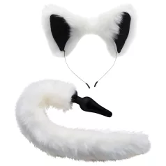 TAILZ - plug anal cauda de raposa com tiara - preto e branco