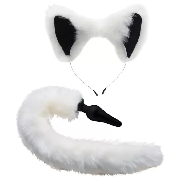 TAILZ - plug anal cauda de raposa com tiara - preto e branco
