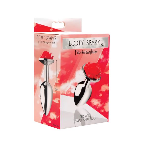 Booty Sparks - plug anal com pedra rosa - metal prateado