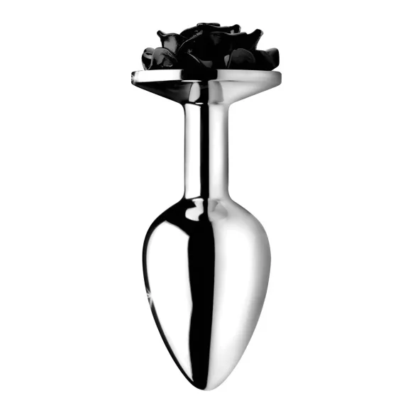 Booty Sparks Black Rose - plug anal alumínio - prata e preto