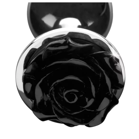 Booty Sparks Black Rose - plug anal alumínio - prata e preto