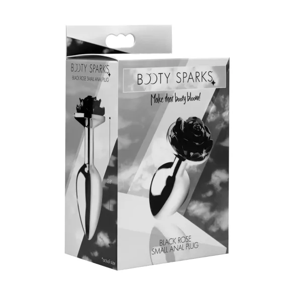Booty Sparks Black Rose - plug anal alumínio - prata e preto
