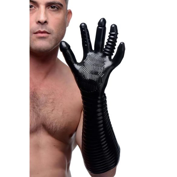 Pleasure Fister - luva fisting texturizada - silicone preto