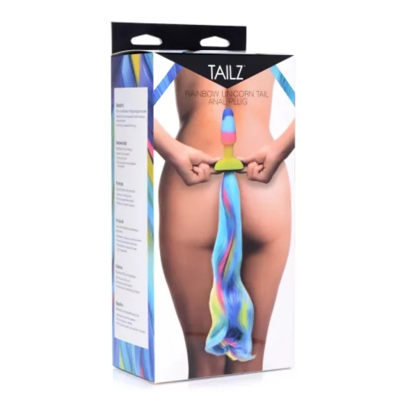 TAILZ - plug anal de silicone com cauda de unicórnio - arco-íris