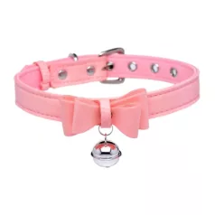 Master Series Golden Kitty - colar com laço e sino - rosa