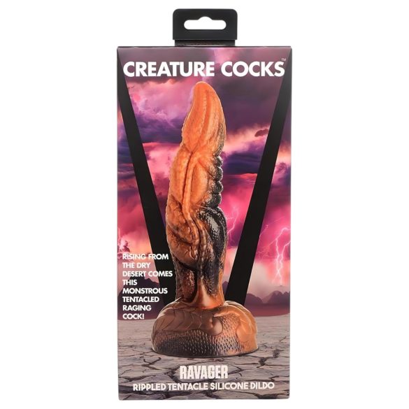 Creature Cocks Ravager - dildo texturizado - silicone - 20cm - laranja