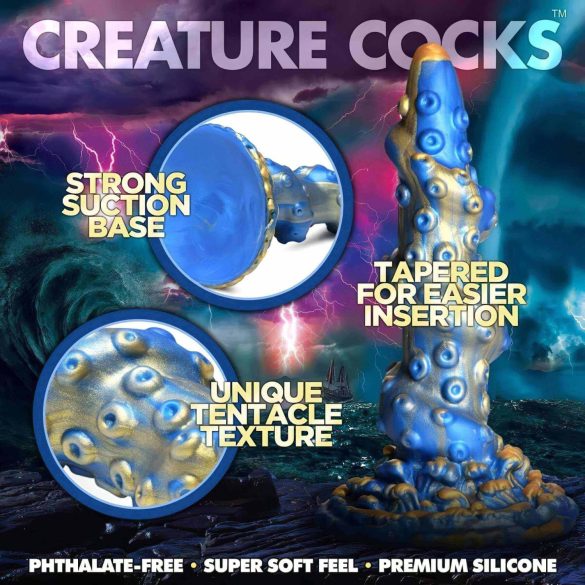 Creature Cocks Kraken - dildo tentáculo espiral - 21cm - dourado azul
