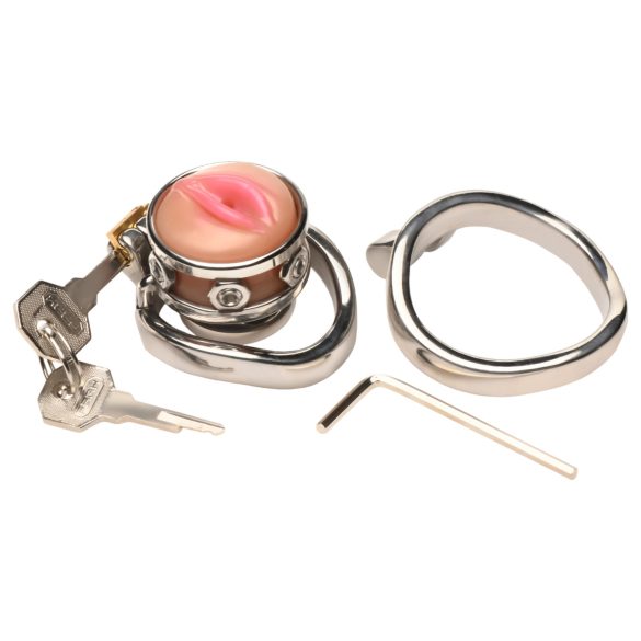 XR Brands - jaula peniana com masturbador masculino - metal prateado