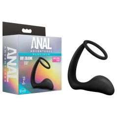   Anal Adventures Platinum - plug anal com anel peniano - silicone preto