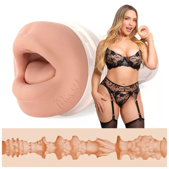 Fleshlight Mia Malkova - masturbador oral realista - cor natural