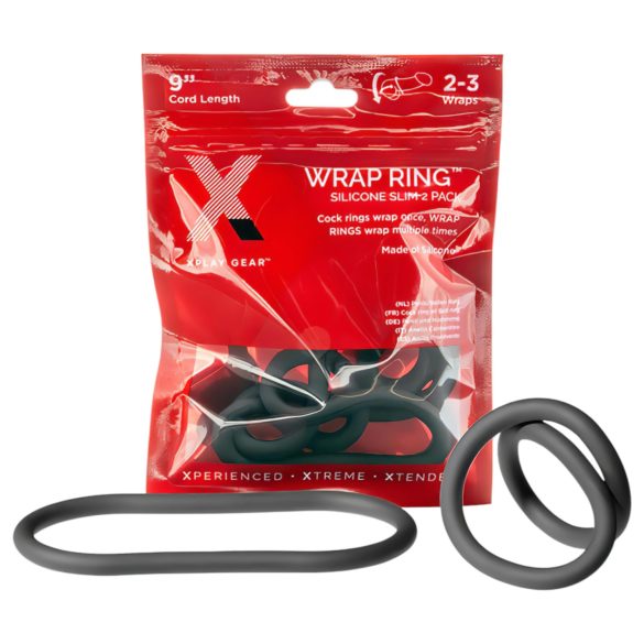 Perfect Fit Slim Wrap 9 - anel peniano fino - silicone preto 22cm