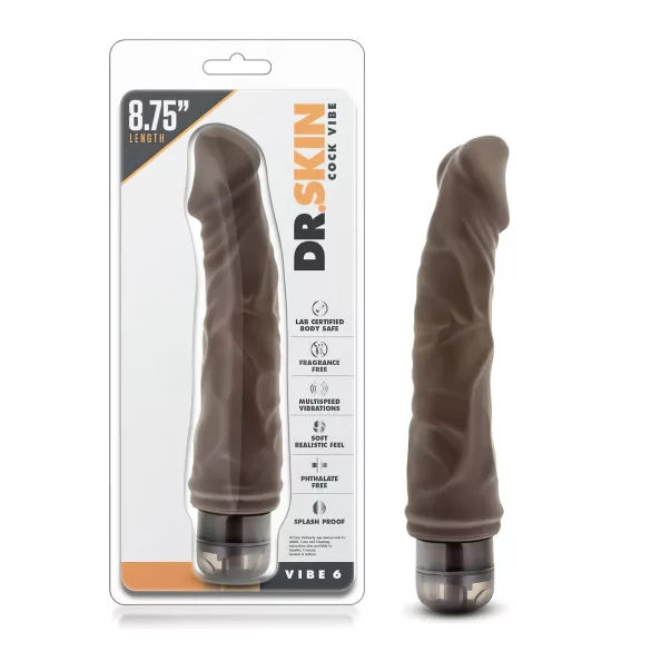 Dr. Skin Vibe No.6 - vibrador realístico - silicone marrom