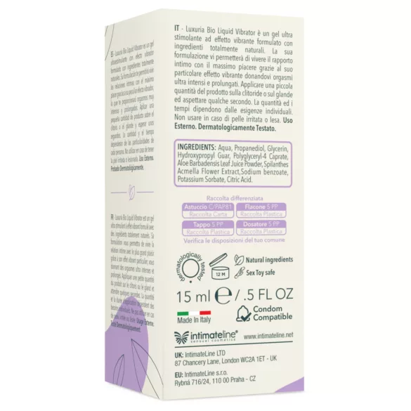 Intimateline Luxuria BIO - gel vibrador líquido para mulheres (15 ml)
