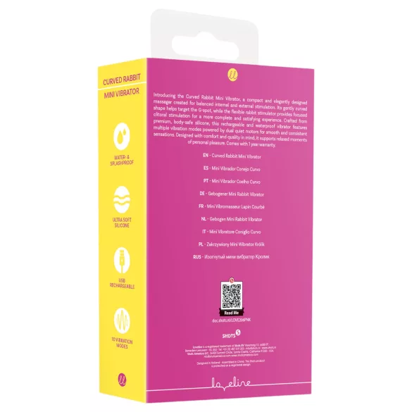 Loveline - mini vibrador curvo com coelhinho (rosa)