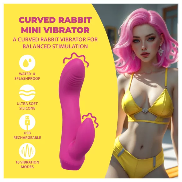 Loveline - mini vibrador curvo com coelhinho (rosa)