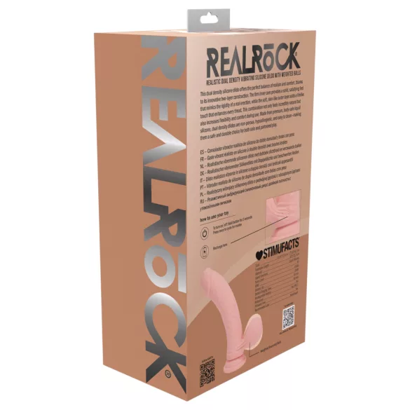 RealRock - vibrador realista de dupla densidade (cor de pele) - 18 cm