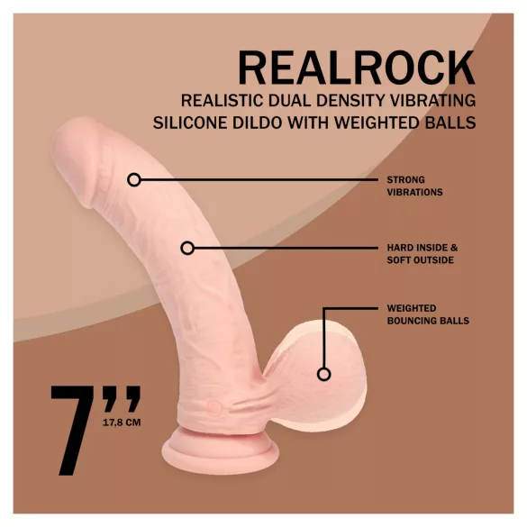 RealRock - vibrador realista de dupla densidade (cor de pele) - 18 cm
