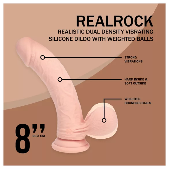 RealRock - vibrador realista de dupla densidade (cor da pele) - 20 cm