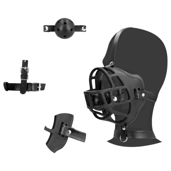 Ouch! - mordaça com amarras bucais integradas - couro preto