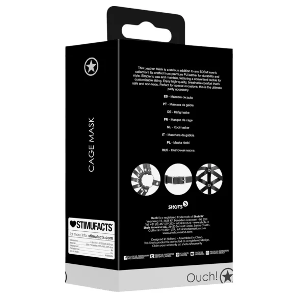 Ouch! - máscara de couro sintético com grade - preto